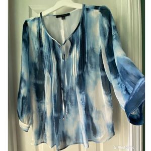 Tommy Hilfiger long-sleeve lined chiffon top.